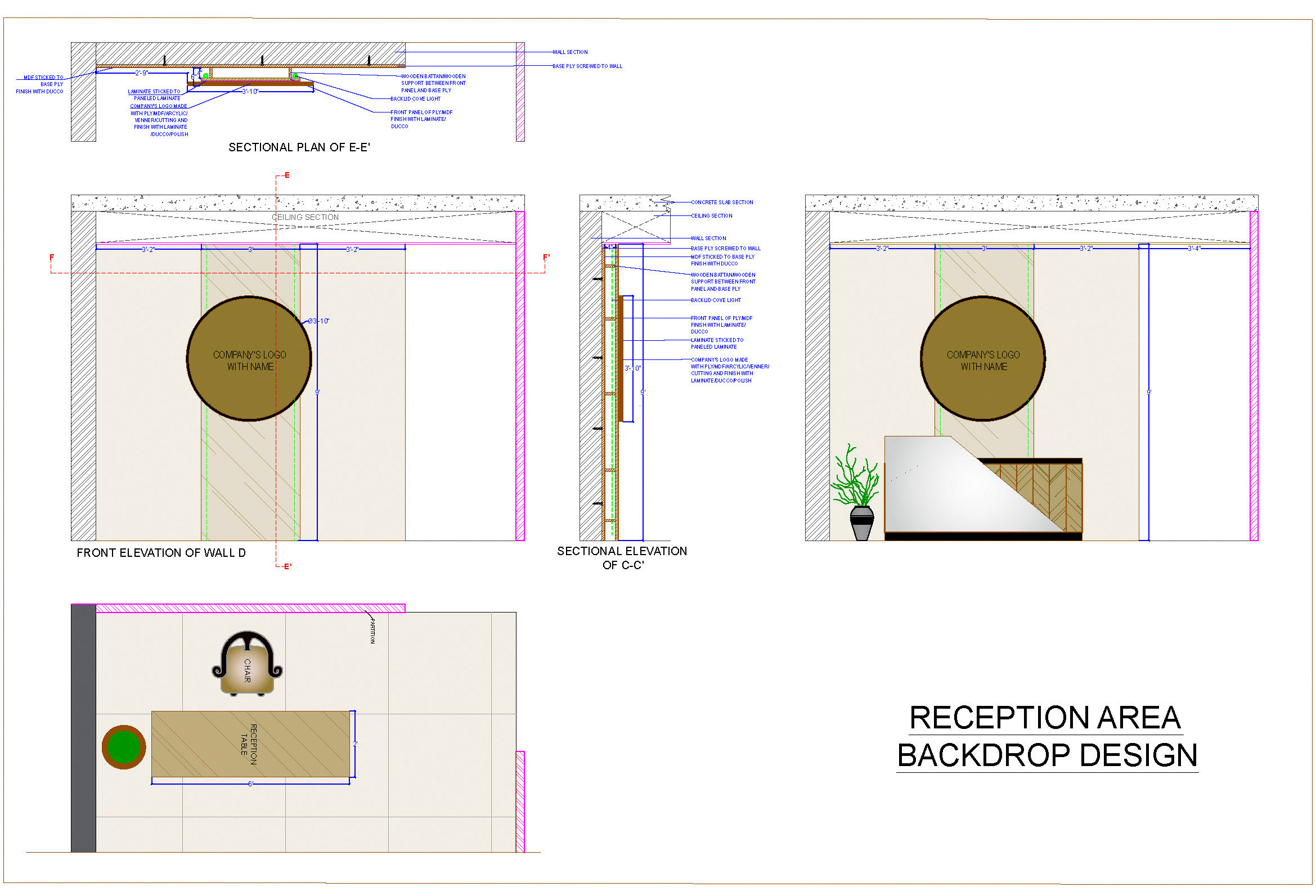 Reception Area Backdrop Design CAD Detail